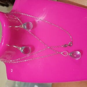 Authentic MARCH BIRTHSTONE AQUAMARINE 4 PC SET SEXY TEAR DROP STERLING SILVER